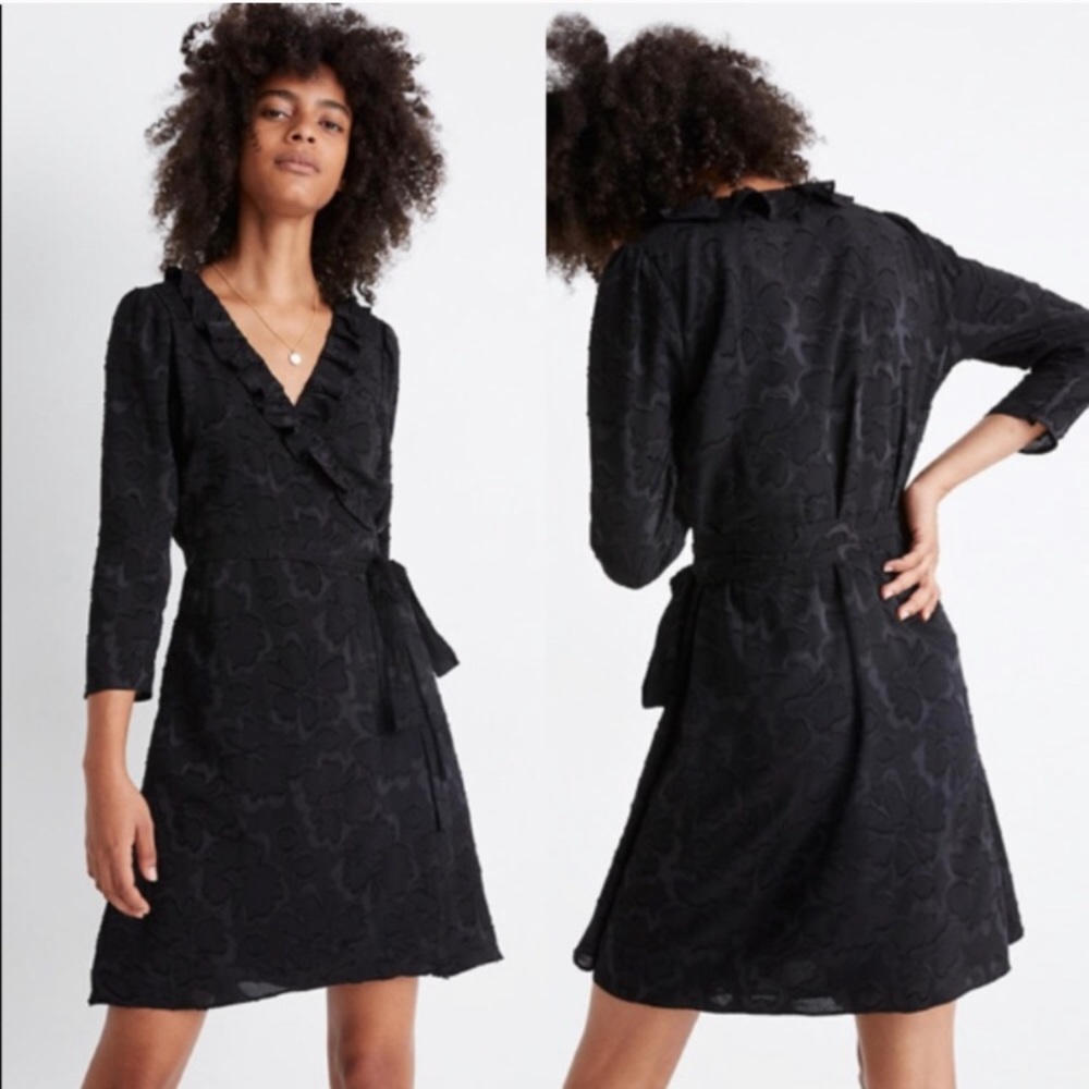 Madewell Black Lace Wrap Dress S